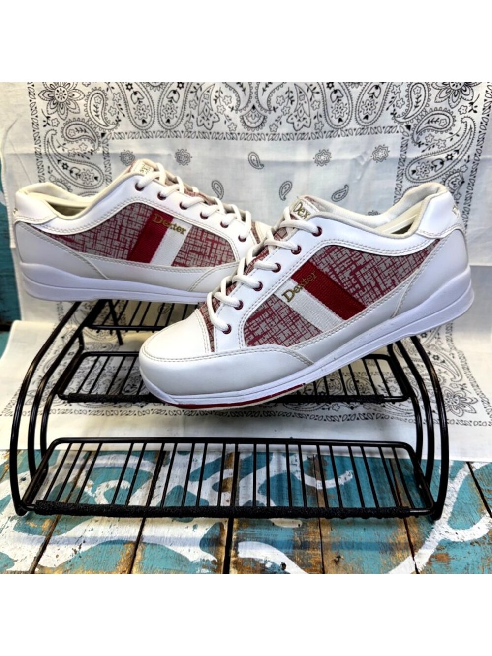DEXTER Lori Bowling Shoes White w/ Red Lace Up B4256 Woman's Sz 10